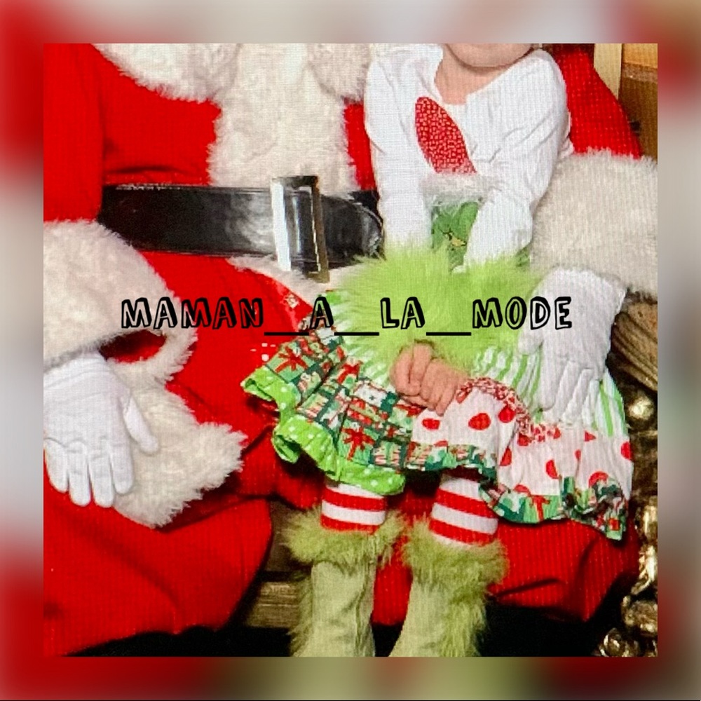❤️💚 Custom GRINCH Christmas Twirly Skirt Set 4 5